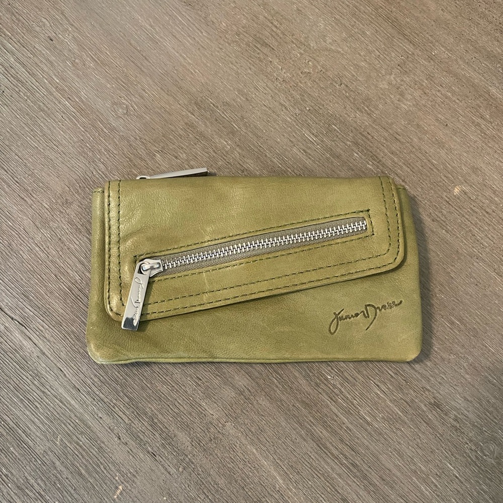 Junior Drake Vintage Leather Coin Purse Olive Green